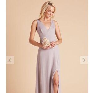 NEW Birdy Grey Shamin V Neck Crepe Bridesmaid Maxi Dress in Lilac Size Small
